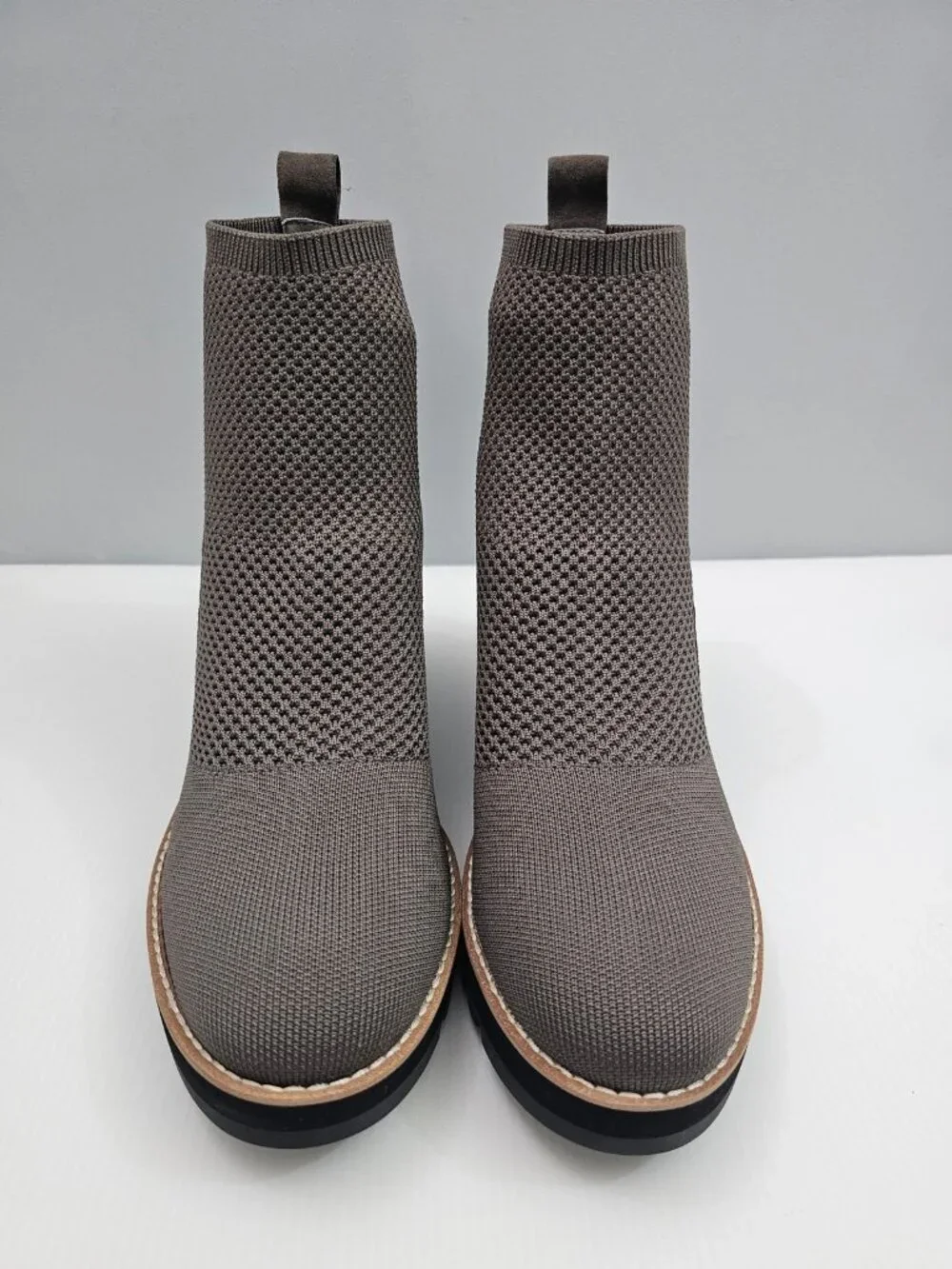 Eileen Fisher Quill Wedge Ankle Boot Womens 11 Rye Brown Knit Platform Fall NEW